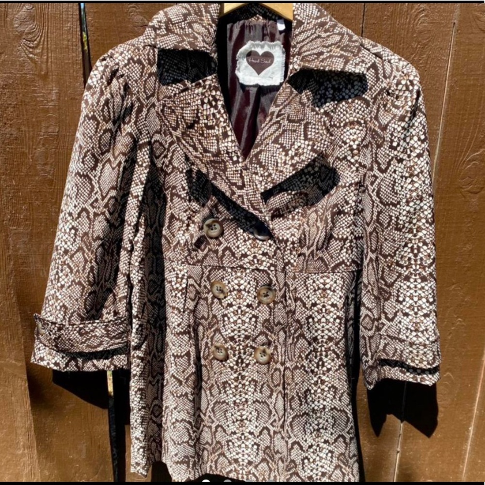 Heart Soul Brown Snake Skin Print Blazer
